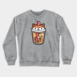 Bubble Tea with Cute Kawaii Fox Inside Crewneck Sweatshirt